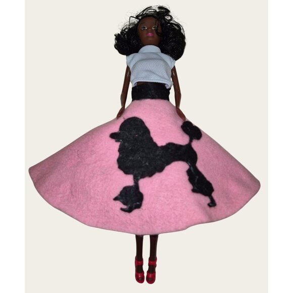 Barbie -like Doll 1950s-Inspired Outfit With Pink Poodle Skirt White Top Red Sho - Picture 1 of 8